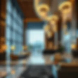 Luxurious hotel lobby showcasing elegant design and ambiance
