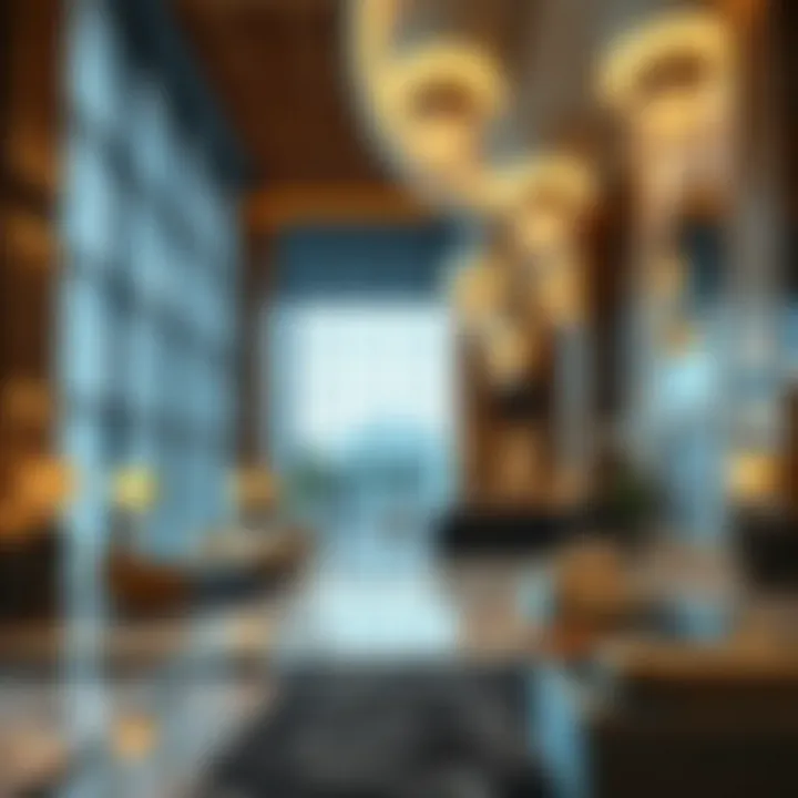 Luxurious hotel lobby showcasing elegant design and ambiance