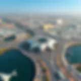 Aerial view of the Fish Roundabout showcasing its unique design