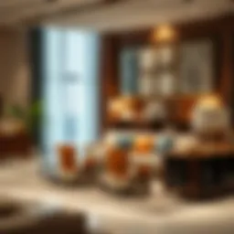 Luxurious furniture display in a Dubai showroom