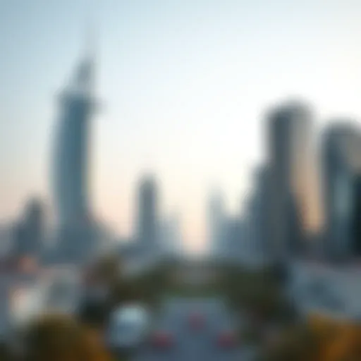 Stunning skyline view of Falcon City in Dubai