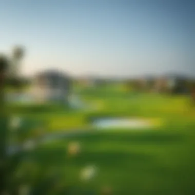 Lush green golf course adjacent to luxury residences