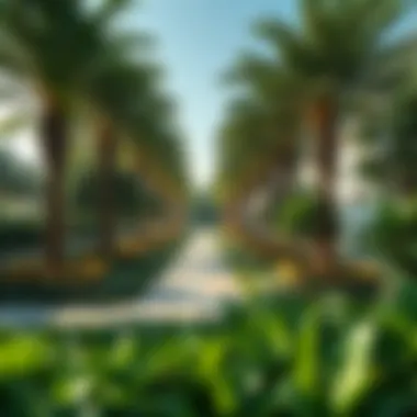 Lush greenery in Hadiqat Al Reem