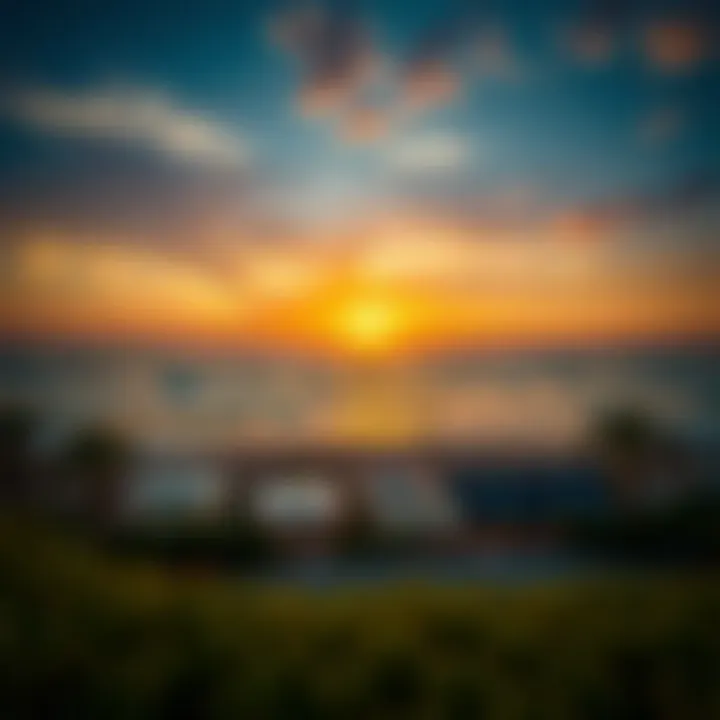 Sunset Over Hudayriat Beach A vibrant sunset over Hudayriat Beach, symbolizing leisure and relaxation