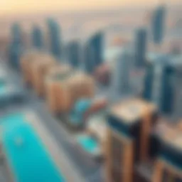 Aerial view of International City in Dubai