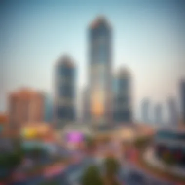 Vibrant urban landscape surrounding Latifa Tower