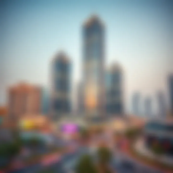 Vibrant urban landscape surrounding Latifa Tower