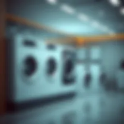 Modern laundry machines in a stylish facility