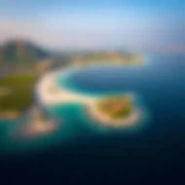 Aerial view showcasing the lush landscapes of Lulu Reem Island