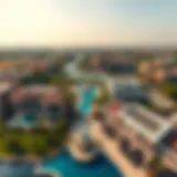 A stunning aerial view of luxurious Dubai estates showcasing their grandeur and architecture