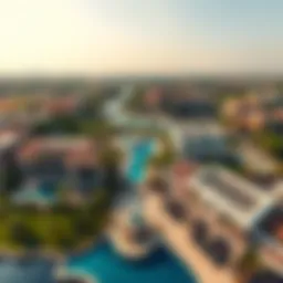 A stunning aerial view of luxurious Dubai estates showcasing their grandeur and architecture