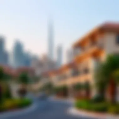 Dubai Skyline with Luxury Estates A picturesque Dubai skyline with luxury estates in the foreground, highlighting the opulence of the market