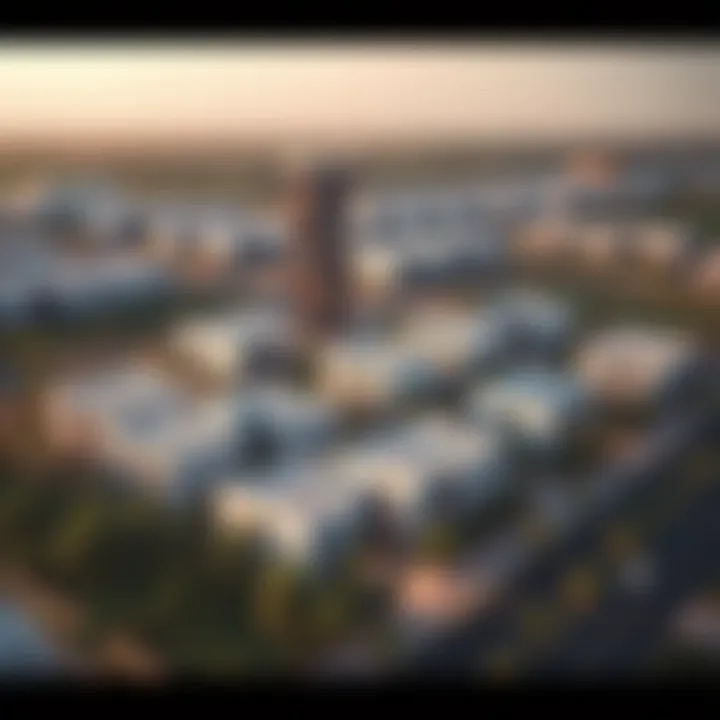 Aerial View of Masakin Al Furjan Aerial view of Masakin Al Furjan community showcasing its modern architecture and greenery.