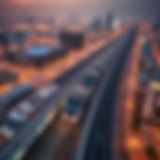 Aerial view of Dubai showcasing the Metro system