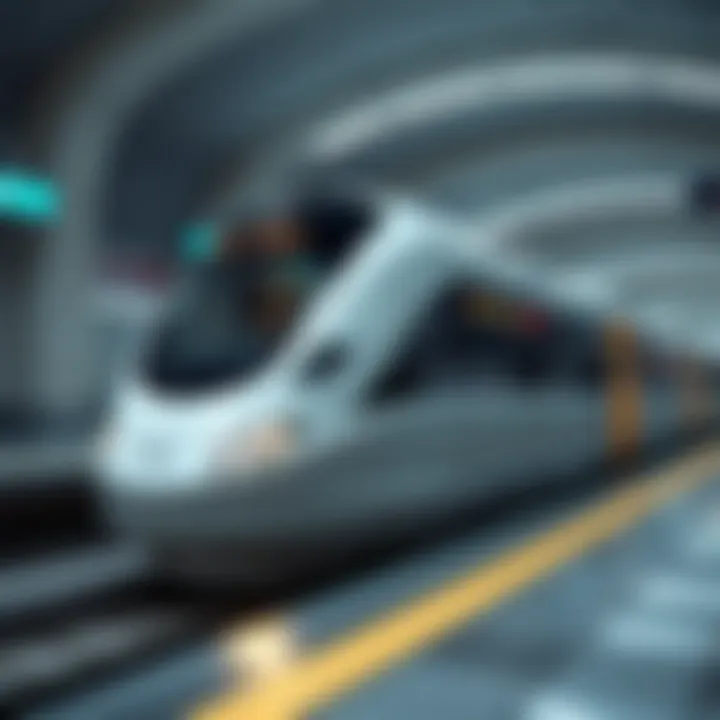 Modern Metro train in Dubai station