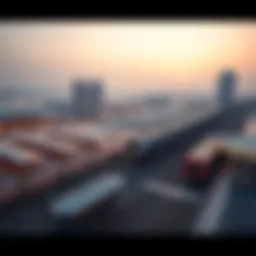 Aerial view of Dubai Metro station