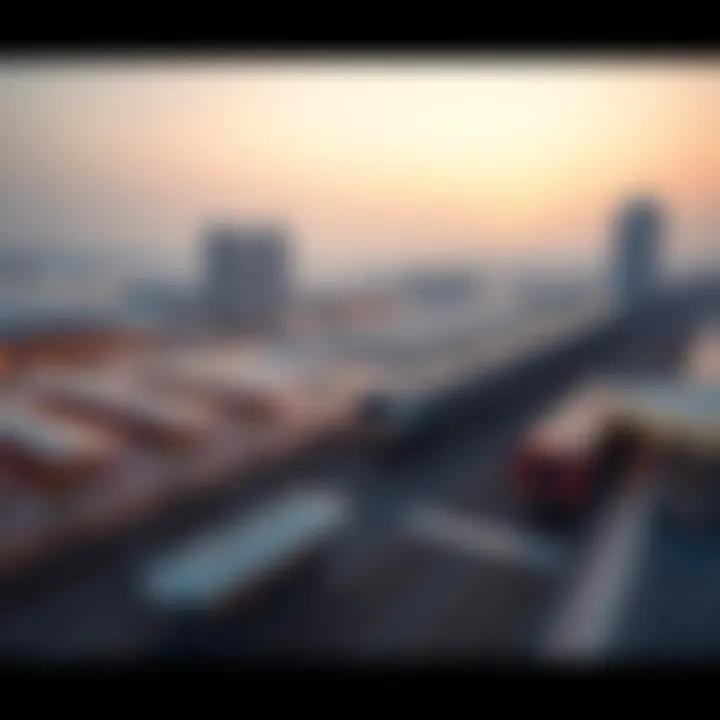 Aerial view of Dubai Metro station