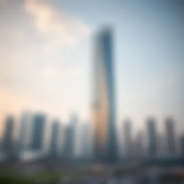 Millennium Tower's unique facade against the Dubai skyline