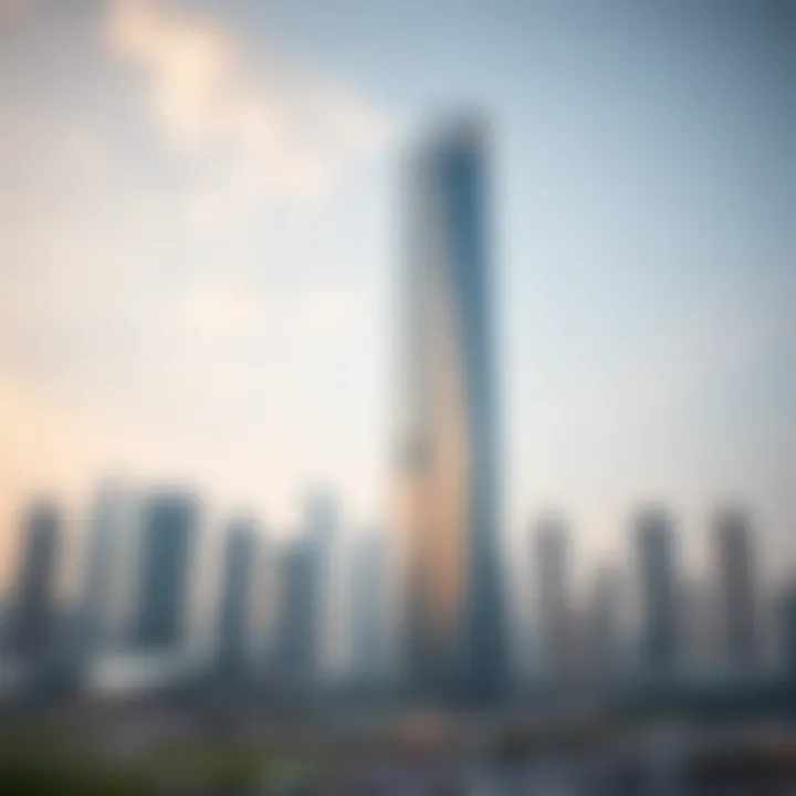 Millennium Tower's unique facade against the Dubai skyline