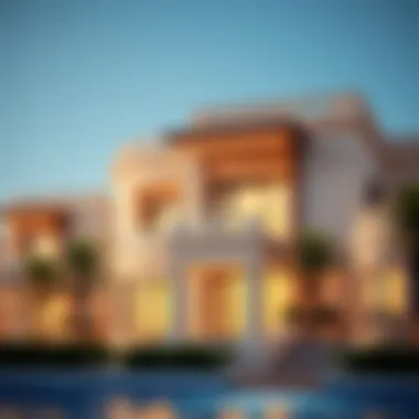 Architectural details of luxurious villas on Palm Jumeirah