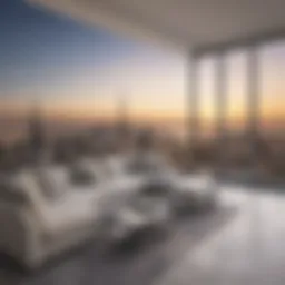 A luxurious penthouse with panoramic views of Dubai's skyline