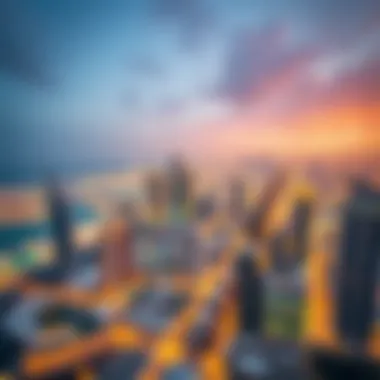 Aerial view of iconic Dubai skyline