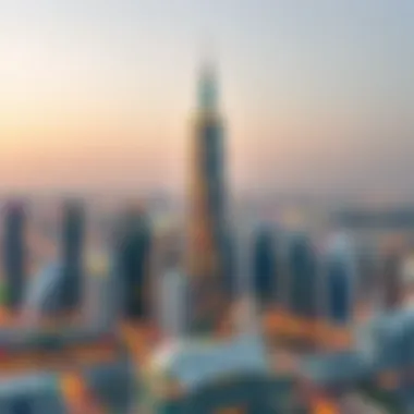 Panoramic skyline view featuring Reva Tower in the context of Dubai