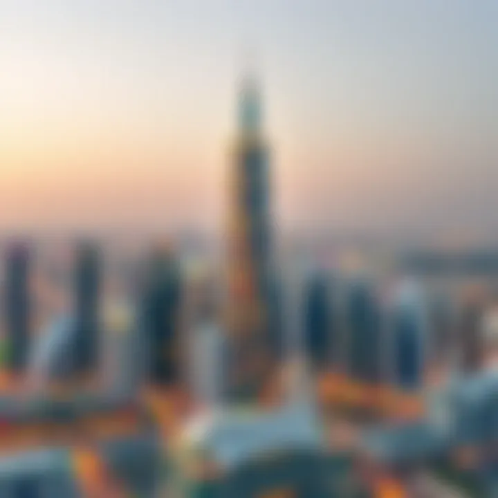 Panoramic skyline view featuring Reva Tower in the context of Dubai