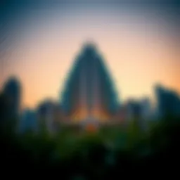 Stunning façade of the Ritz-Carlton, Business Bay at sunset