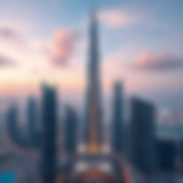 Aerial view of Sahara Towers in the Dubai skyline