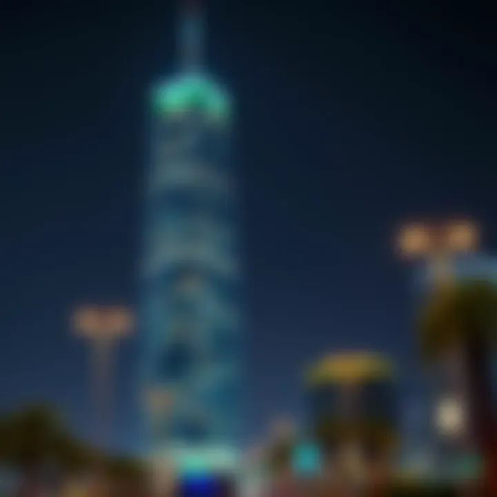 Illuminated Standard Chartered Tower at Night Night view of Standard Chartered Tower illuminated against the city lights