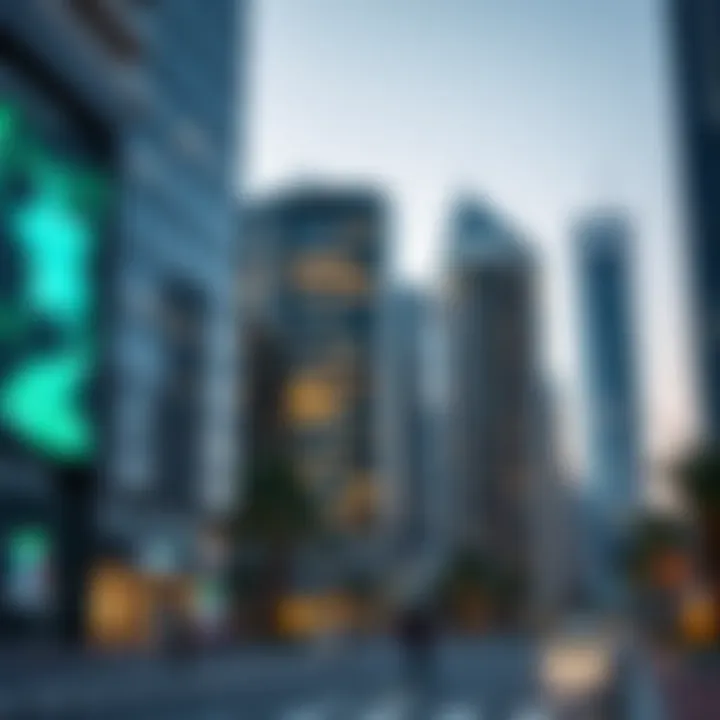 Modern urban landscape in Dubai featuring digital technology