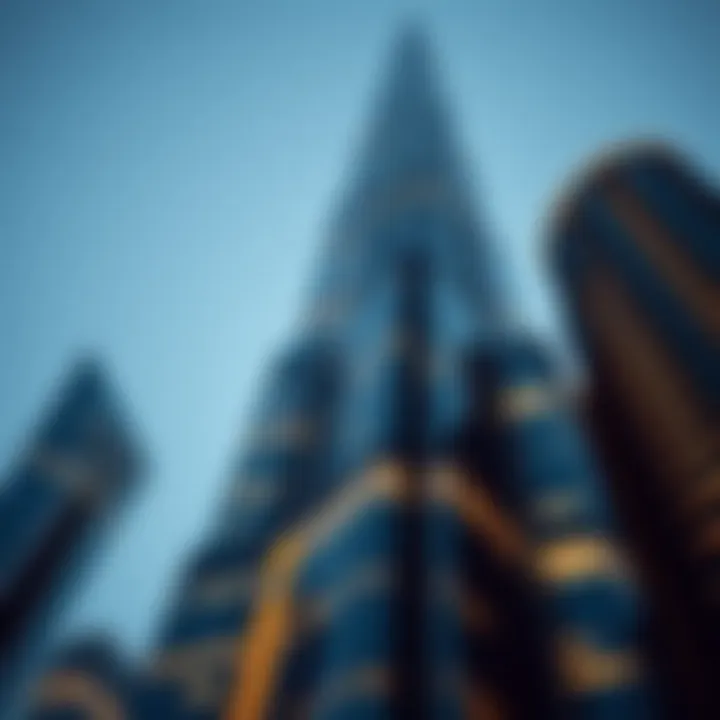 Close-Up of Burj Khalifa's Architectural Details Close-up of Burj Khalifa, the tallest building in the world, highlighting its architectural details