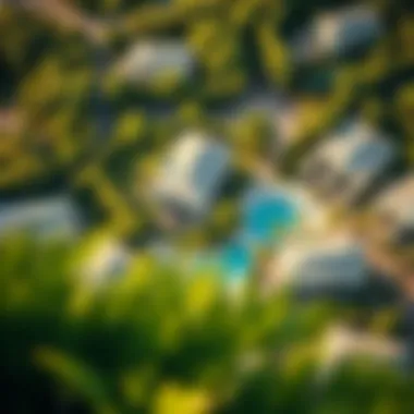 Aerial Perspective of Holiday Home Communities Aerial view of a holiday home community surrounded by lush greenery