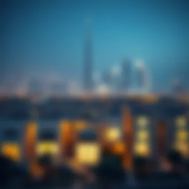 Dubai Skyline and Holiday Homes Vibrant Dubai skyline with holiday homes in the foreground