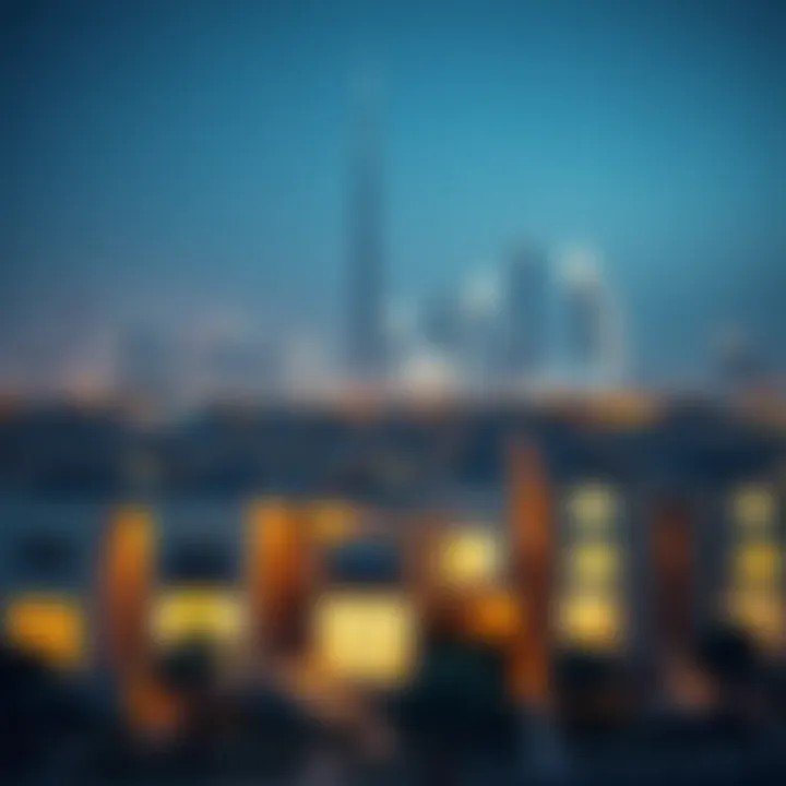 Dubai Skyline and Holiday Homes Vibrant Dubai skyline with holiday homes in the foreground