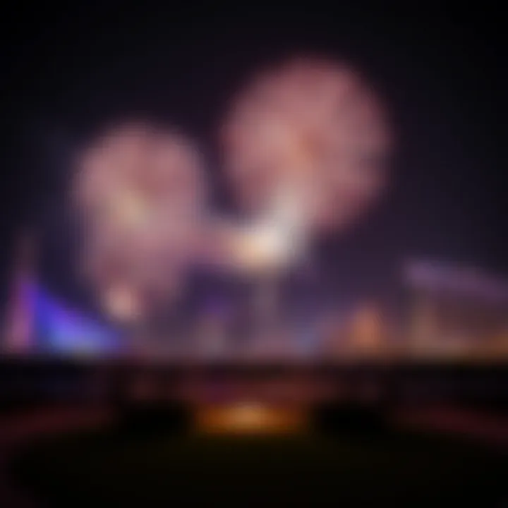 A vibrant celebration of the UAE National Day with fireworks illuminating the skyline.