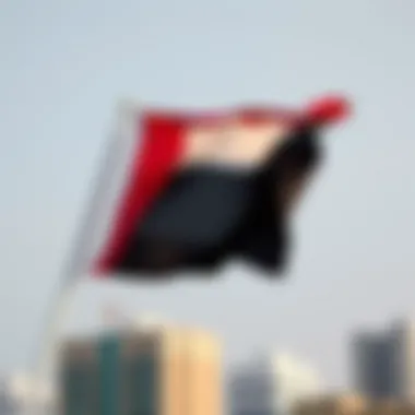 A close-up of the UAE flag waving proudly in the breeze.