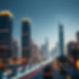 Illustration of Dubai skyline with focus on corporate buildings