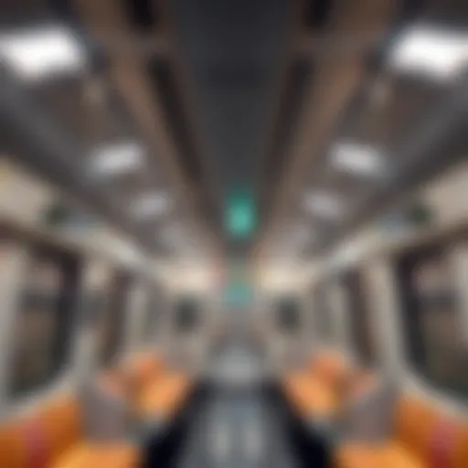 Interior view of a Dubai Metro train showcasing its modern design