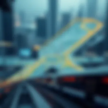 Map highlighting new expansions in the Dubai Metro system