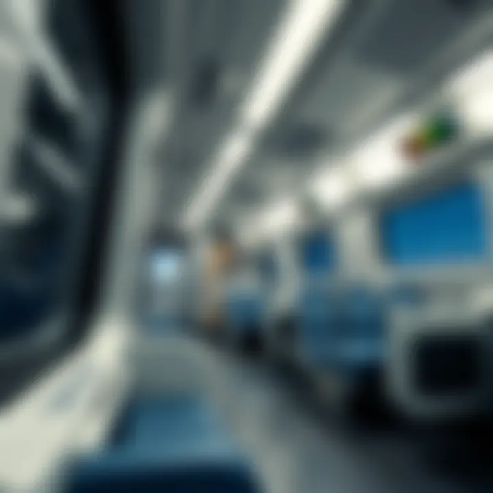 Interior view of a modern Dubai Metro train showcasing comfort