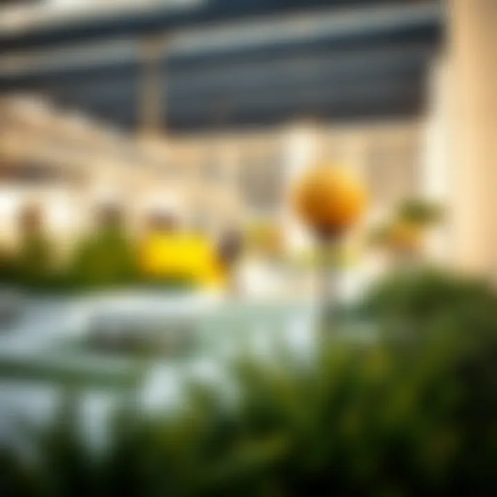 Innovative Outdoor Amenities in Dubai Office Parks Outdoor amenities within a Dubai office park, including green spaces and seating areas.