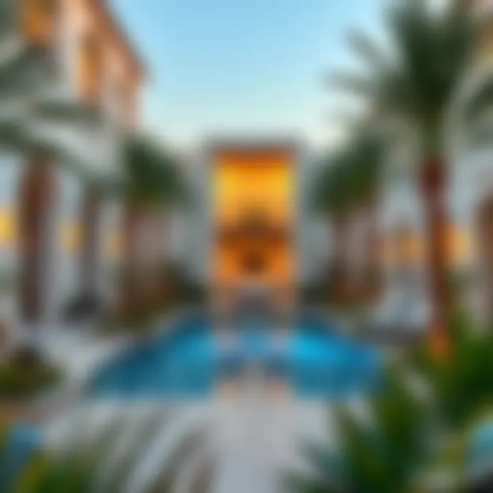 Luxurious Amenities at Veneto Luxurious amenities in Veneto by Nakheel including a pool and garden area
