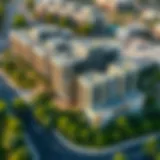 Aerial view of Vida Hills Residence showcasing the lush greenery and modern architecture