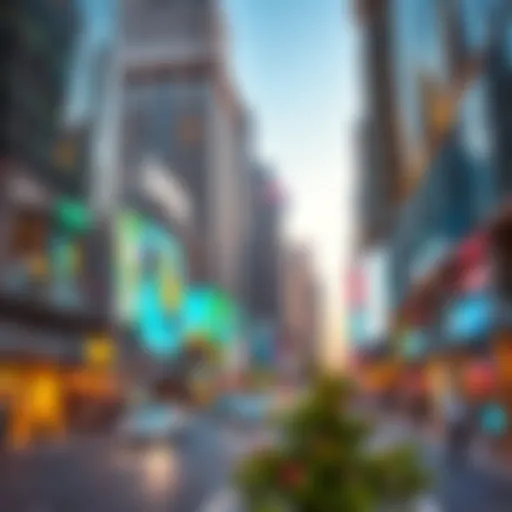 A panoramic view of Zayed First Street showcasing its vibrant atmosphere and modern architecture